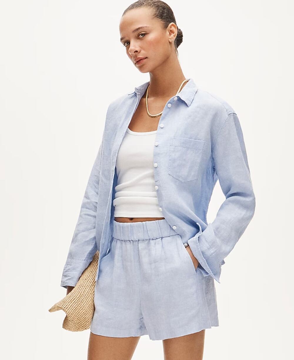 J Crew Tropez Linen Shorts S NWT French Blue CA384 J.Crew Travel Beach Coastal